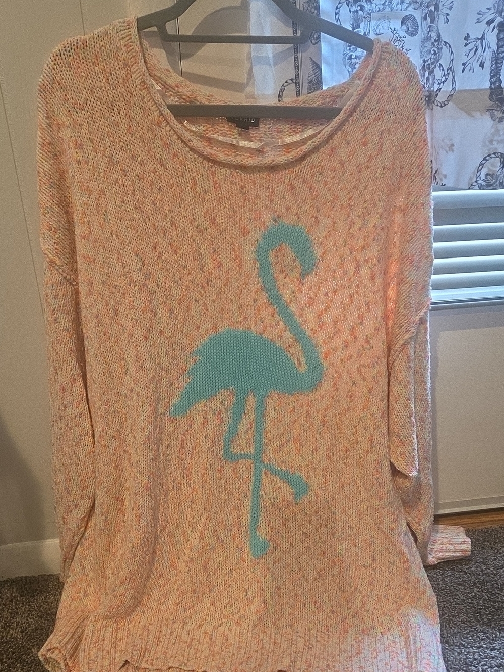 Light Peach Flamingo Knit Sweater - Croft & Barrow
